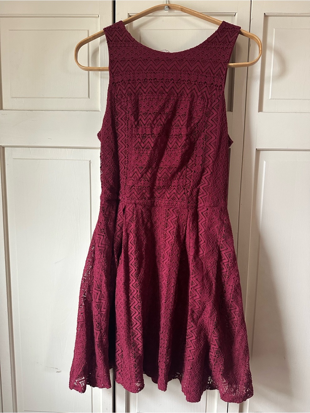 Monteau Sleeveless Wine Lace Fit & Flare Dress